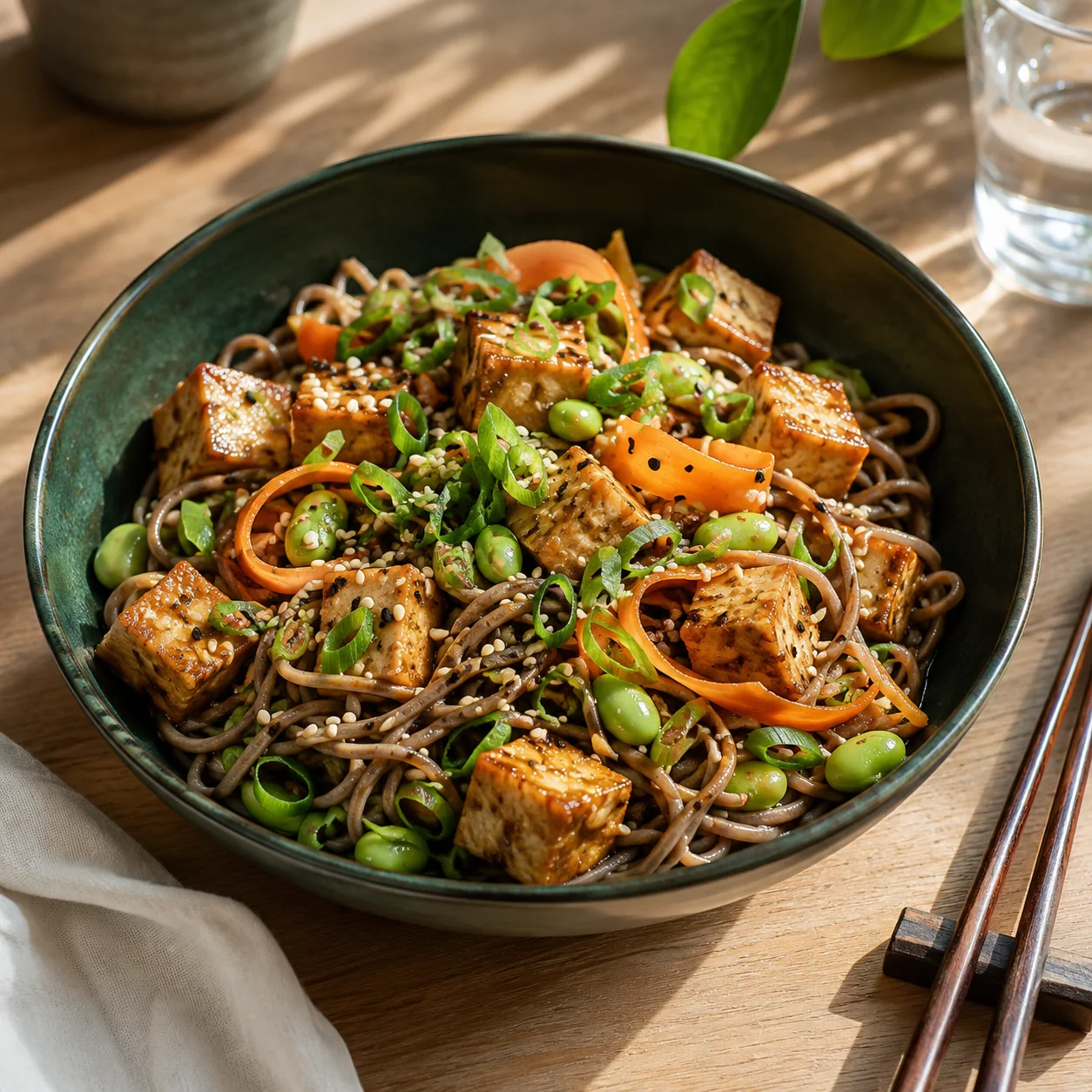 Ginger-sesame tofu noodles